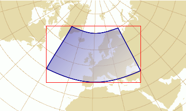 Shape of the envelope transformed in a conic projection