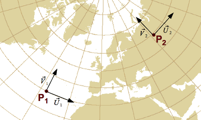 Example of a map projection derivative