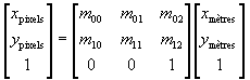 Matrix representation of an affine transform